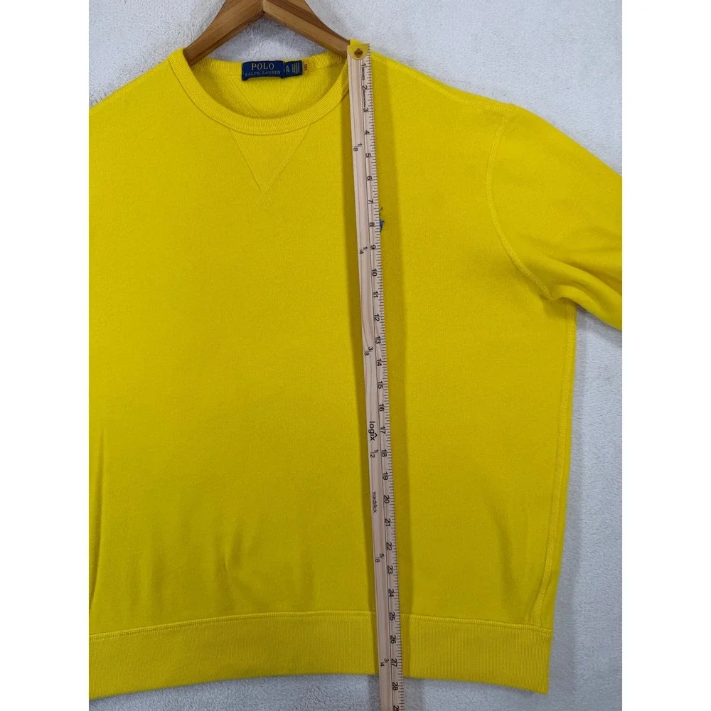 Polo Ralph Lauren Mens XL Yellow Crewneck Sweatshirt Blue Pony Fleece Pullover